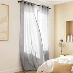 Voilage tamisant à œillets effet lin Tongi gris clair L.260 x l.140cm GoodHome