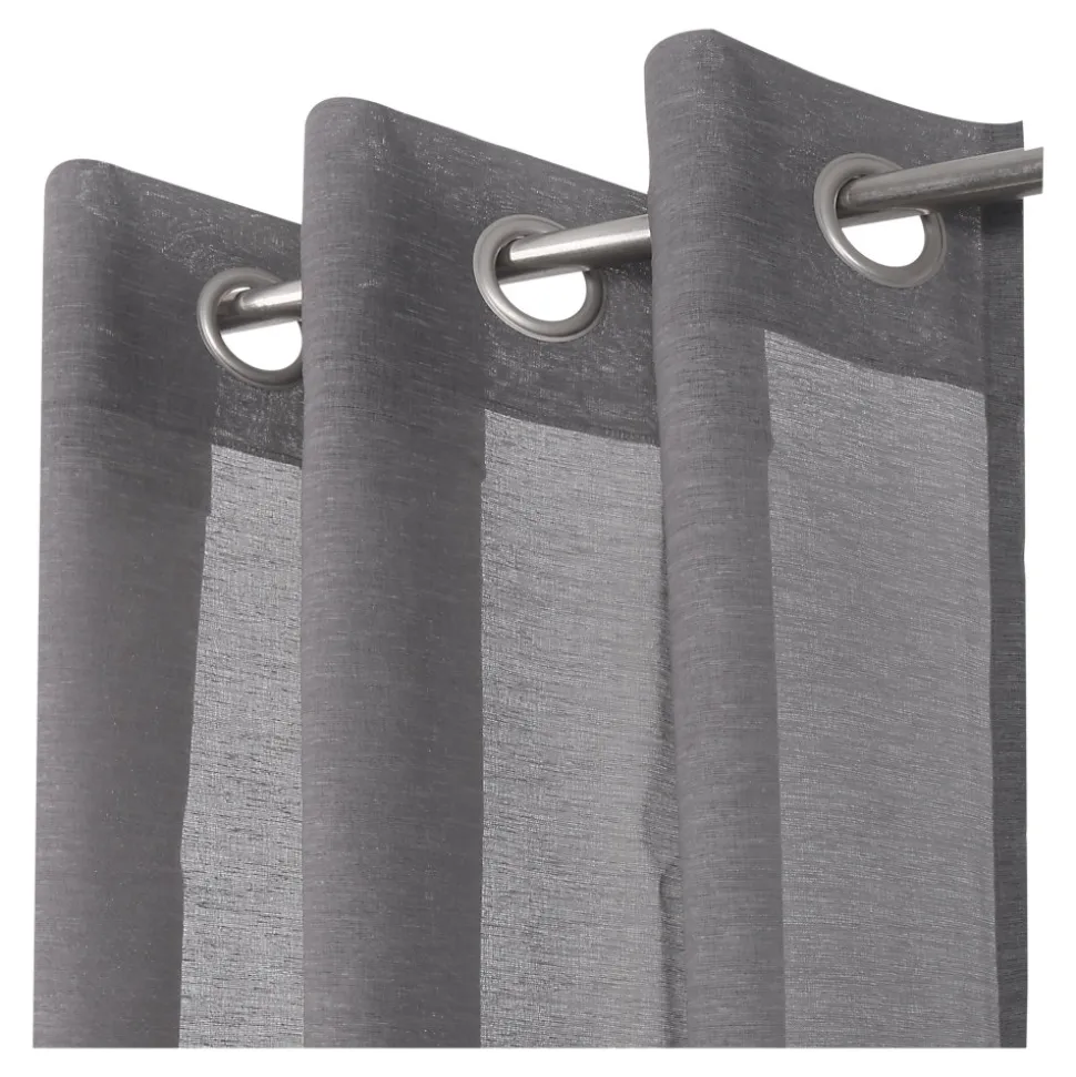 Voilage tamisant à œillets effet lin Tongi gris clair L.260 x l.140cm GoodHome