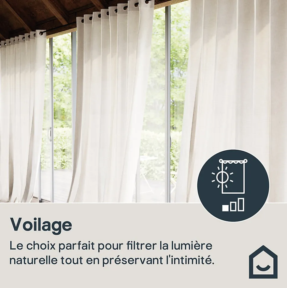 Voilage tamisant à œillets effet lin Howley beige lin L.260 x l.300cm GoodHome