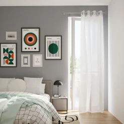 Voilage tamisant à œillets effet maille Loni blanc satin L.260 x l.140cm GoodHome