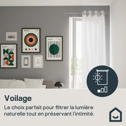 Voilage tamisant à œillets effet maille Loni blanc satin L.260 x l.140cm GoodHome