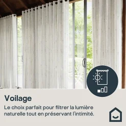 Voilage tamisant à œillets motifs pois Bundi blanc cassé L.260 x l.140cm GoodHome