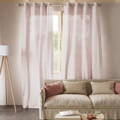 Voilage tamisant à œillets effet tissé Kymbe rose clair L.260 x l.140cm GoodHome