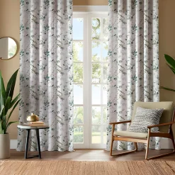 Voilage tamisant à oeillets feuilles d'eucalyptus L.240 x l.140cm