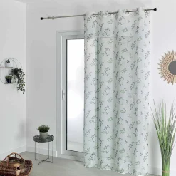 Voilage tamisant en étamine fleurie (140x240 cm - Vert)