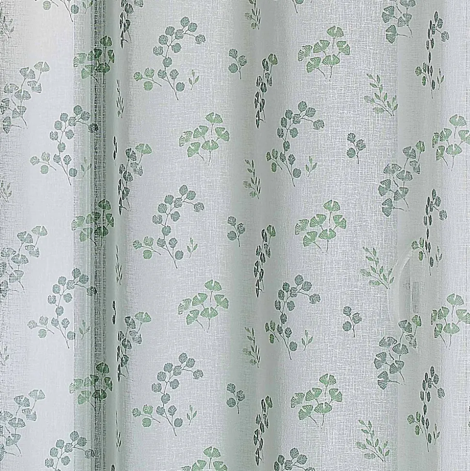 Voilage tamisant en étamine fleurie (140x240 cm - Vert)