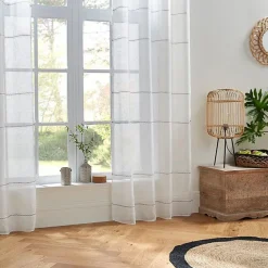 Voilage tissé lignes horizontales "Indi" 140 x 240 cm Atmosphera - Blanc