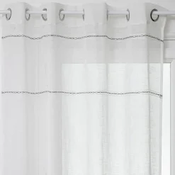 Voilage tissé lignes horizontales "Indi" 140 x 240 cm Atmosphera - Blanc