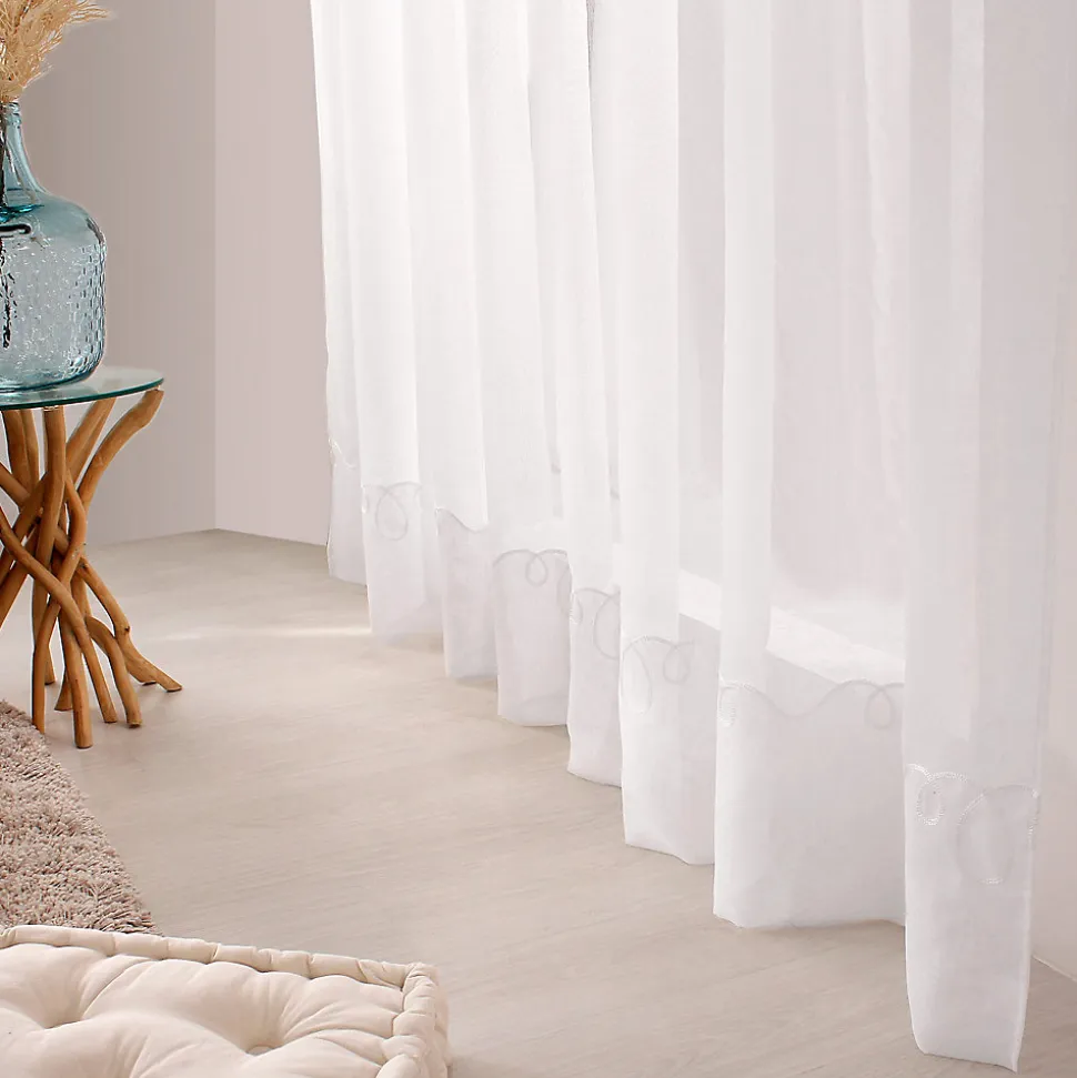 Voilage uni brodé Cornely (240x240 cm - Blanc)