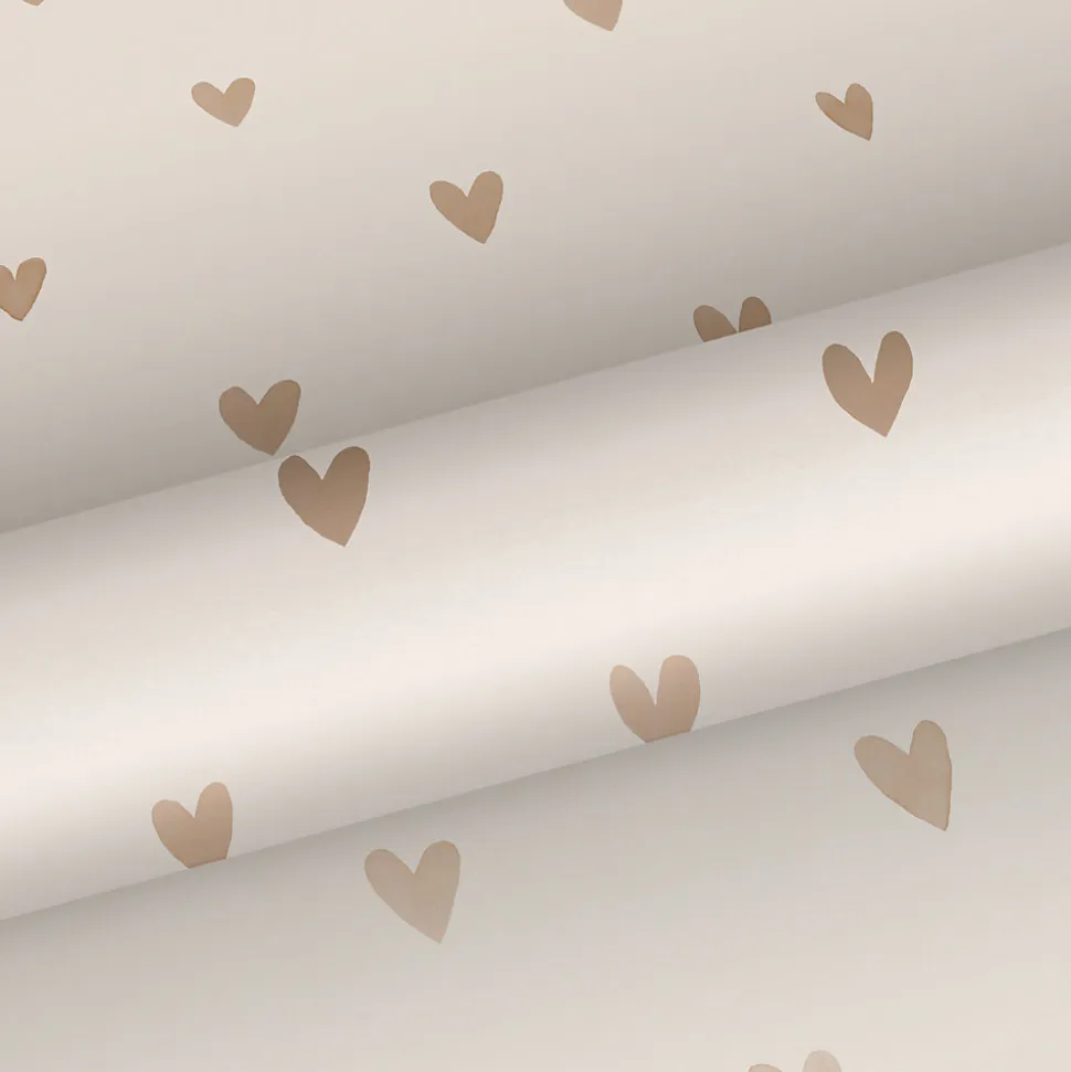 Walls4You papier peint confettis de coeurs beige et or - 53 cm x 10.05 m - 935291