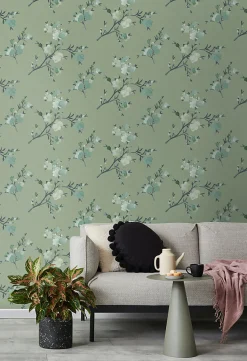 Walls4You papier peint fleurs vert grisé - 53 cm x 10.05 m - 935337