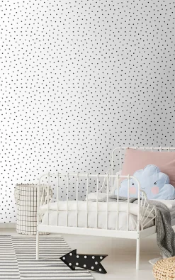 Walls4You papier peint petits points noir et blanc - 53 cm x 10.05 m - 935303