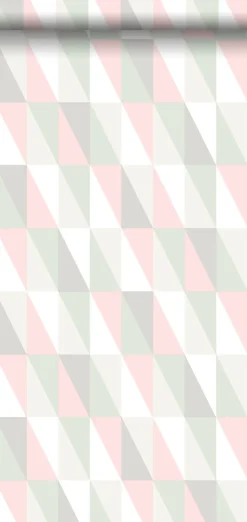 Walls4You papier peint triangles géométriques graphiques vert, rose et gris - 53 cm x 10.05 m - 935301