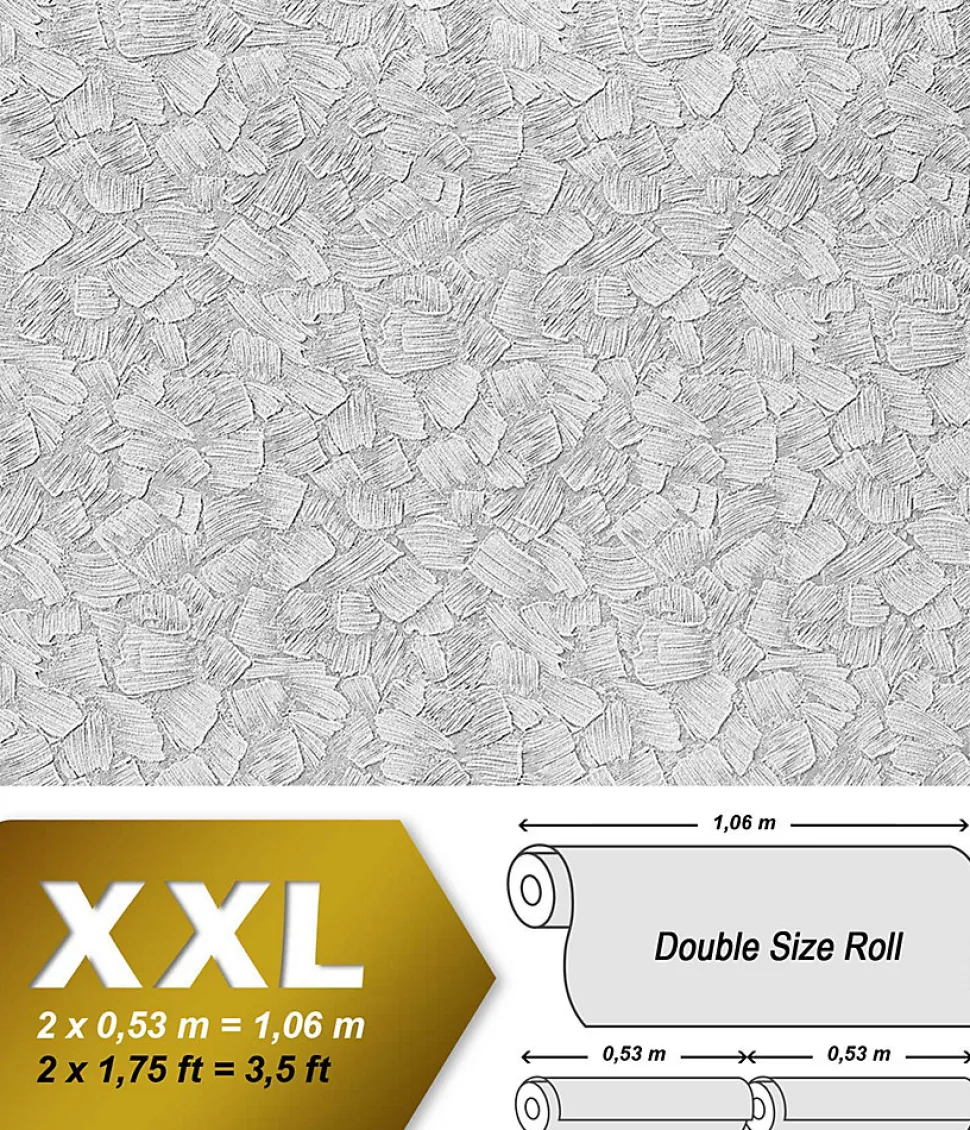 xxl Papier à peindre non-tissé EDEM 80309BR60 blanc relief effet crépis à la spatule